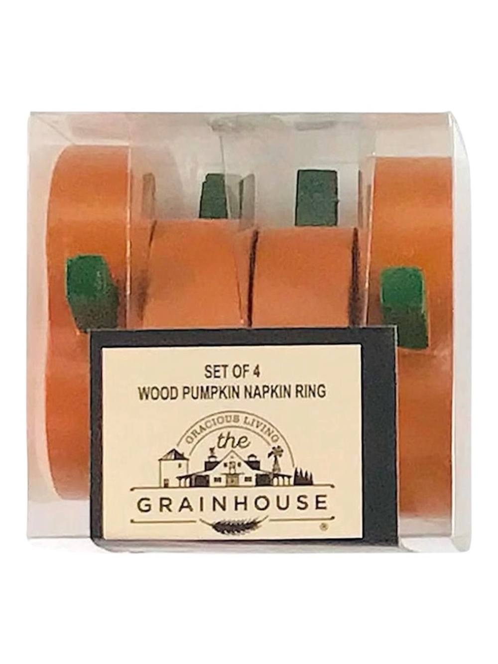 Nantucket Home Fall Pumpkin Wooden Napkin Rings Set of 4  Thanksgiving Decor NIB